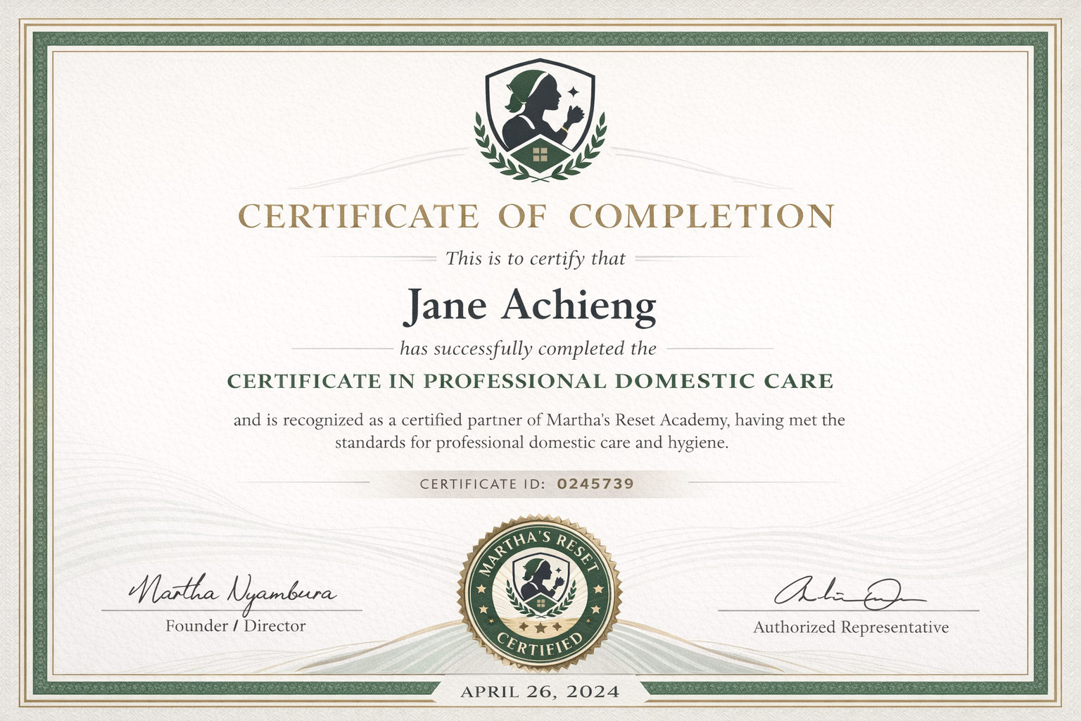 A golden seal of certification.